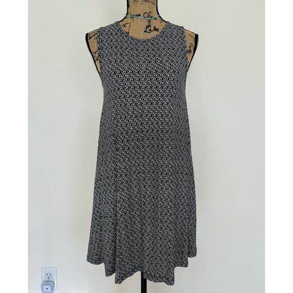 Ann Taylor LOFT Womens Black White Geometric Sleeveless Tank Flowy Dress XS NEW - Picture 1 of 6